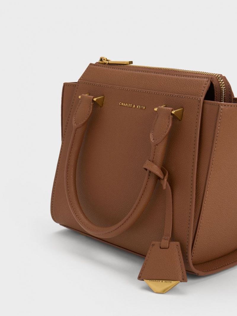 Charles And Keith Trapeze Tote Bags Chocolate | PHILIPPINES T569