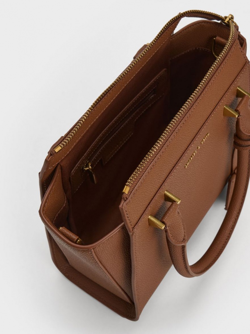 Charles And Keith Trapeze Tote Bags Chocolate | PHILIPPINES T569