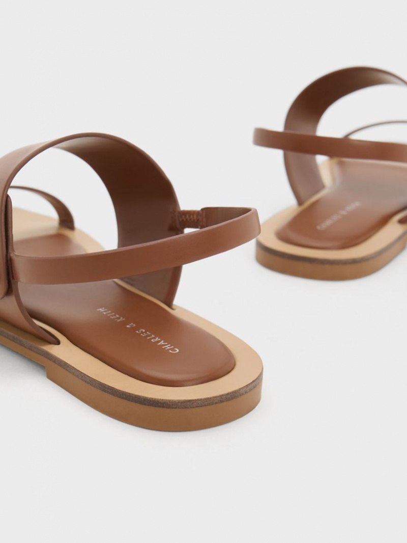 Charles And Keith Trice Double Strap Sandals Brown | PHILIPPINES A580