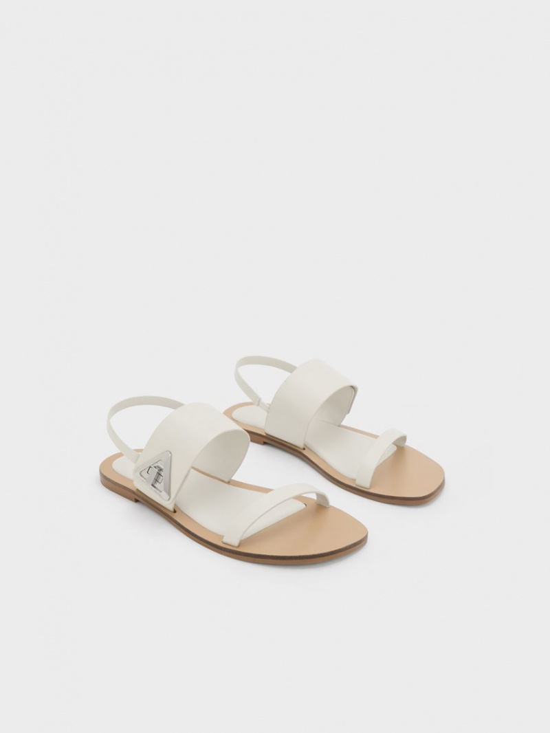 Charles And Keith Trice Double Strap Sandals White | PHILIPPINES N259