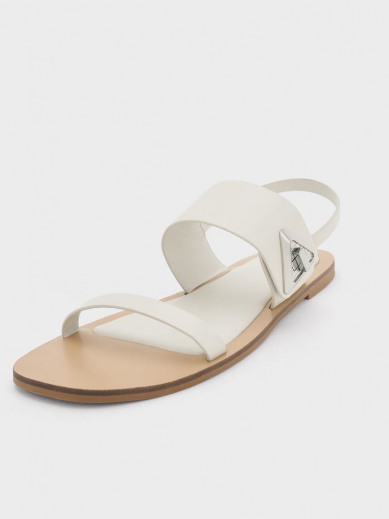 Charles And Keith Trice Double Strap Sandals White | PHILIPPINES N259