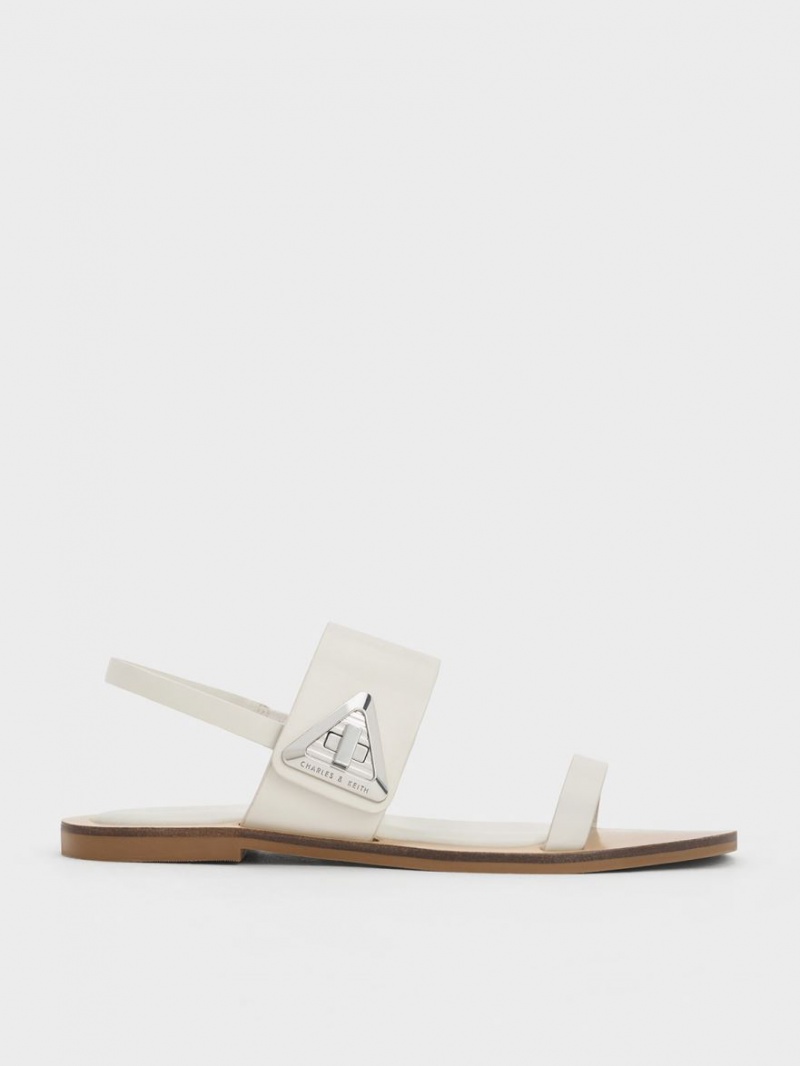 Charles And Keith Trice Double Strap Sandals White | PHILIPPINES N259