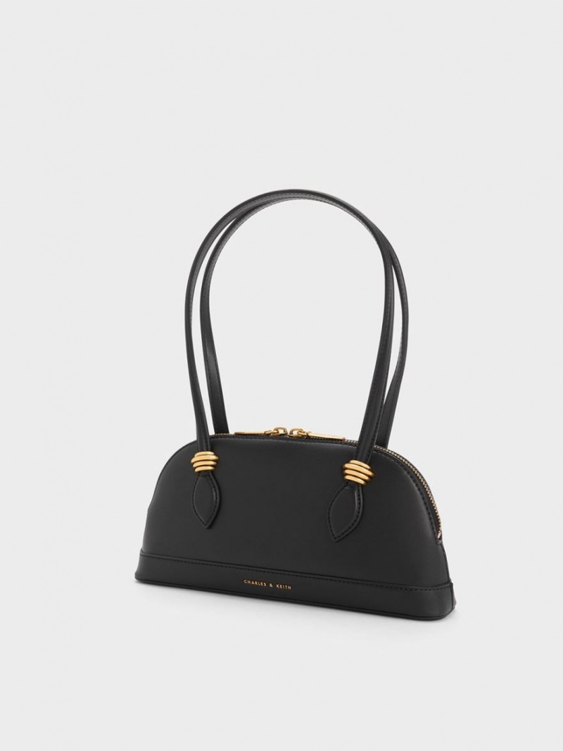 Charles And Keith Trudy Elongated Handle Shoulder Bags Black | PHILIPPINES A386