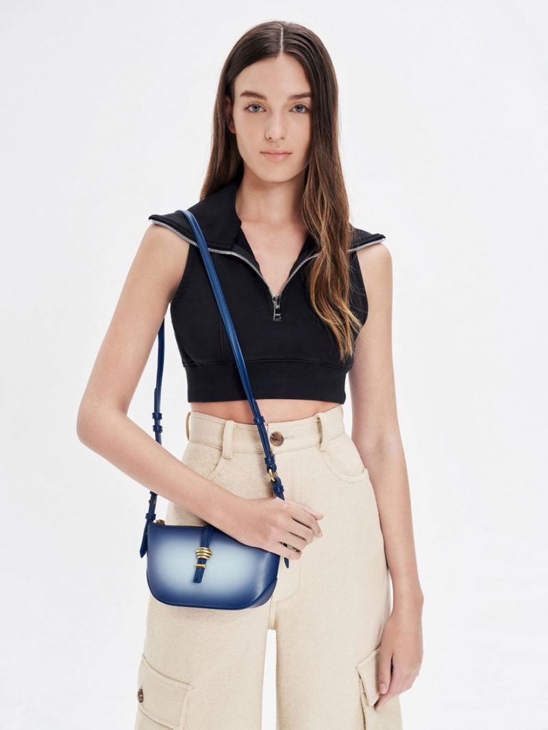 Charles And Keith Trudy Ombre Belted Geometric Shoulder Bags Navy | PHILIPPINES Y137