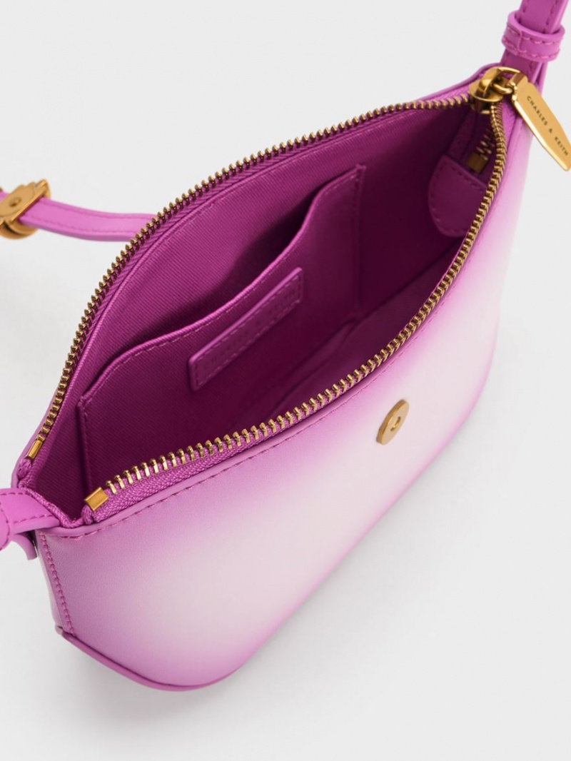 Charles And Keith Trudy Ombre Belted Geometric Shoulder Bags Purple | PHILIPPINES Q725