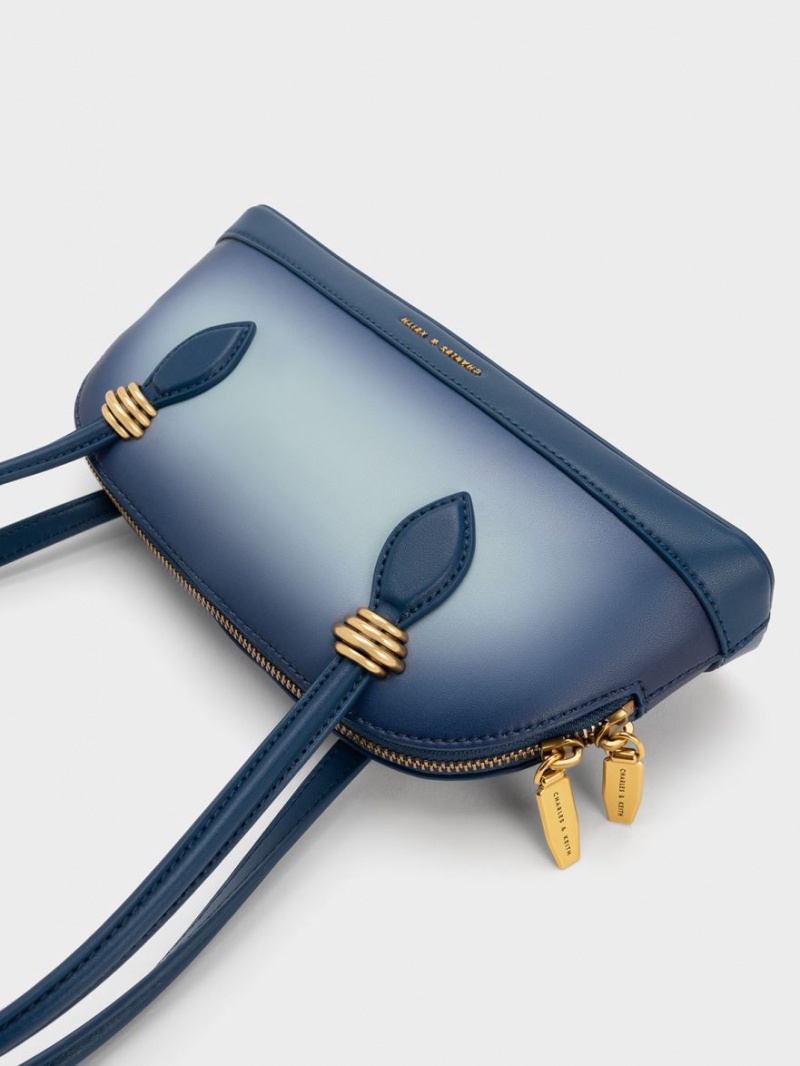 Charles And Keith Trudy Ombre Elongated Handle Shoulder Bags Navy | PHILIPPINES L168