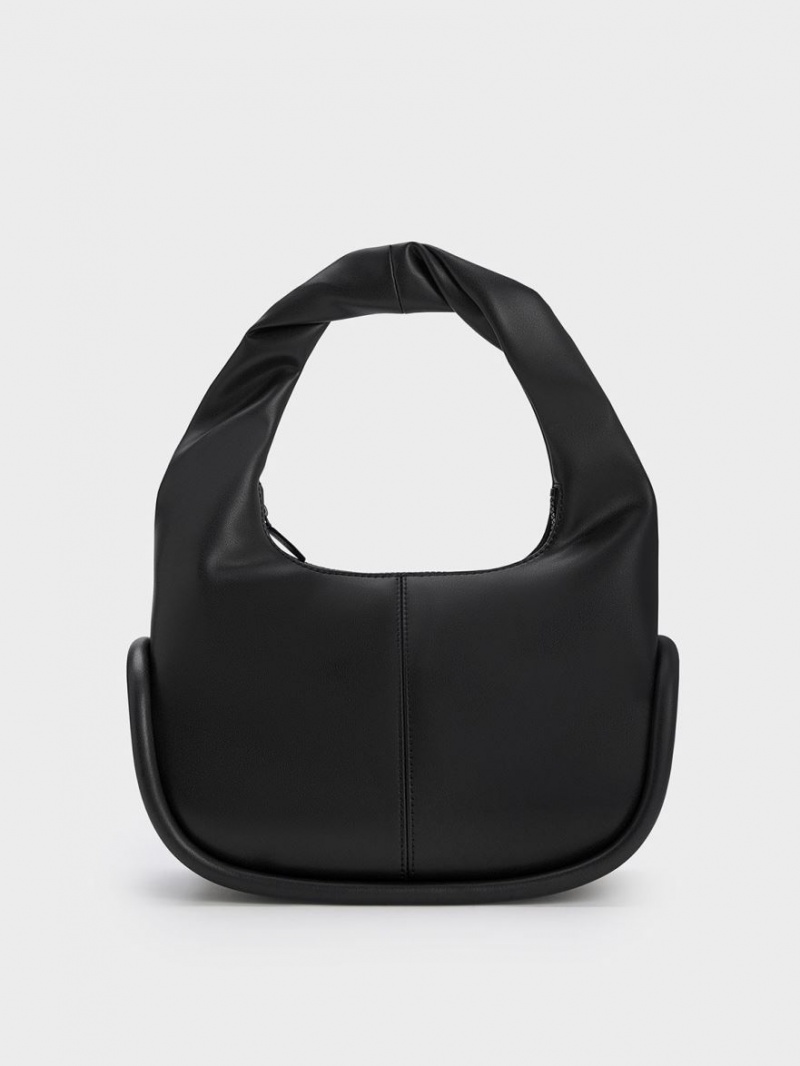 Charles And Keith Tubular Slouchy Hobo Bag Black | PHILIPPINES J253