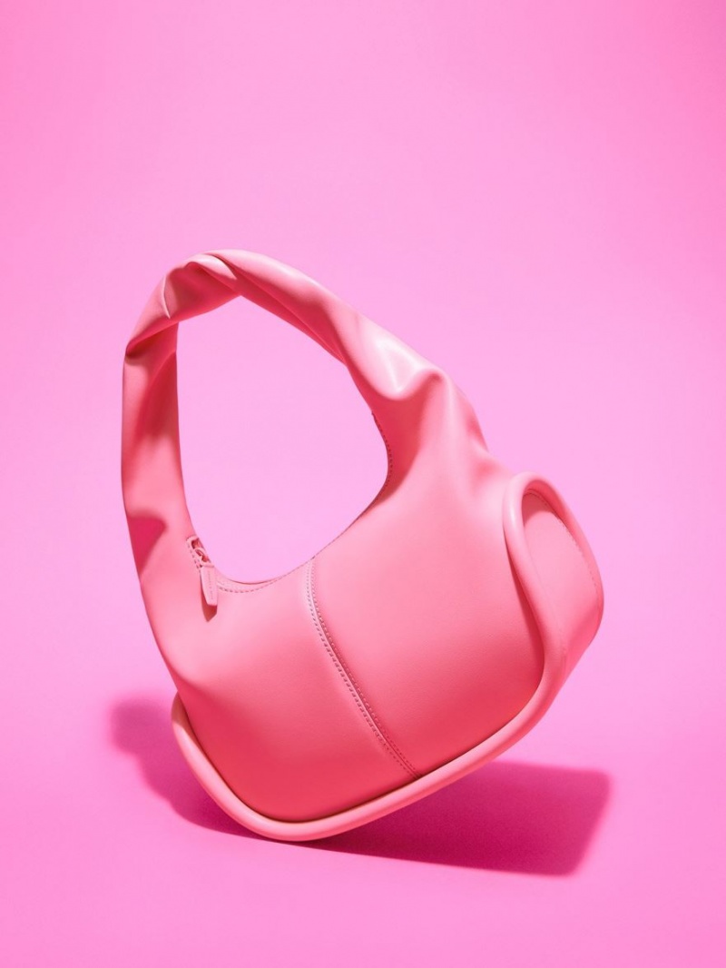 Charles And Keith Tubular Slouchy Hobo Bag Pink | PHILIPPINES N362