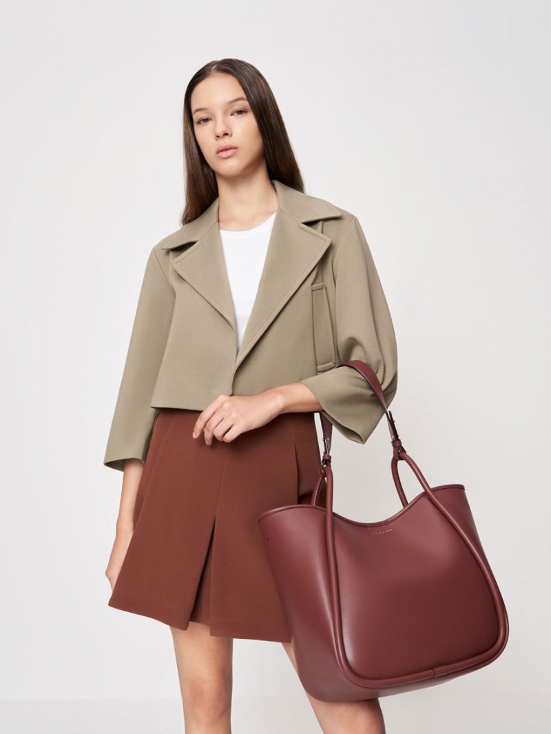 Charles And Keith Tubular Slouchy Tote Bags Chocolate | PHILIPPINES B461