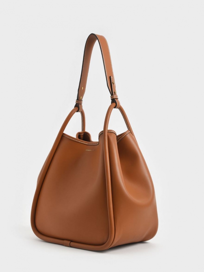 Charles And Keith Tubular Slouchy Tote Bags Brown | PHILIPPINES T380