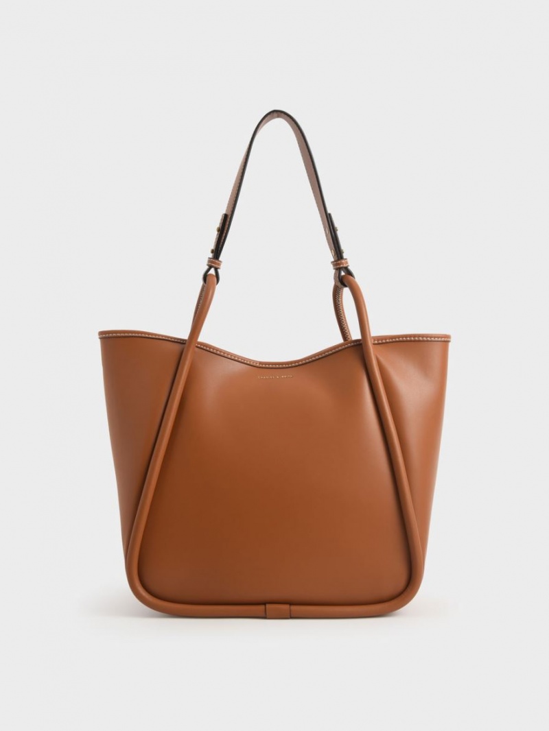 Charles And Keith Tubular Slouchy Tote Bags Brown | PHILIPPINES T380