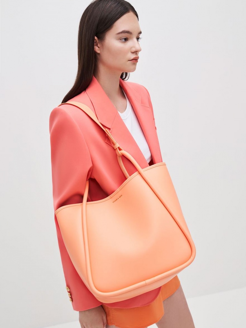 Charles And Keith Tubular Slouchy Tote Bags Orange | PHILIPPINES Z659