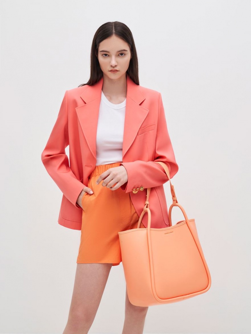 Charles And Keith Tubular Slouchy Tote Bags Orange | PHILIPPINES Z659