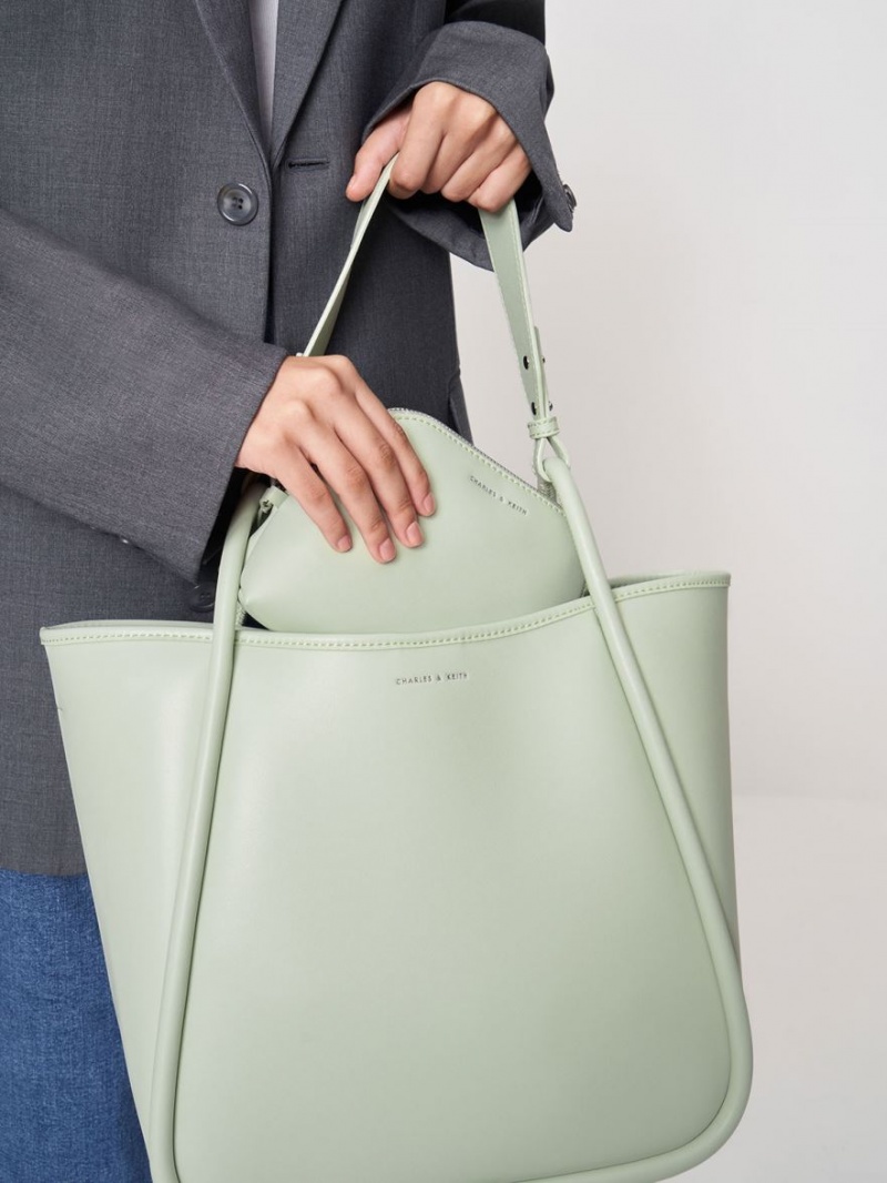 Charles And Keith Tubular Slouchy Tote Bags Mint | PHILIPPINES N289