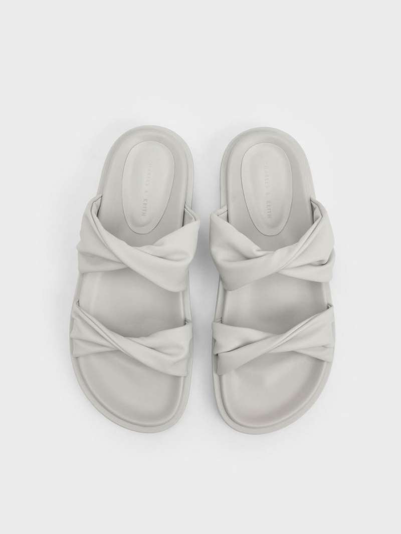 Charles And Keith Twist Strap Padded Slide Sandals White | PHILIPPINES A213