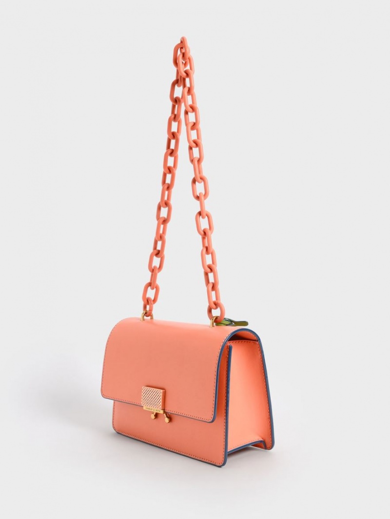 Charles And Keith Twisty Shoulder Bags Orange | PHILIPPINES N297