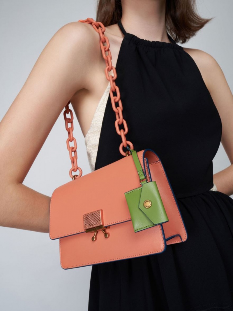 Charles And Keith Twisty Shoulder Bags Orange | PHILIPPINES N297