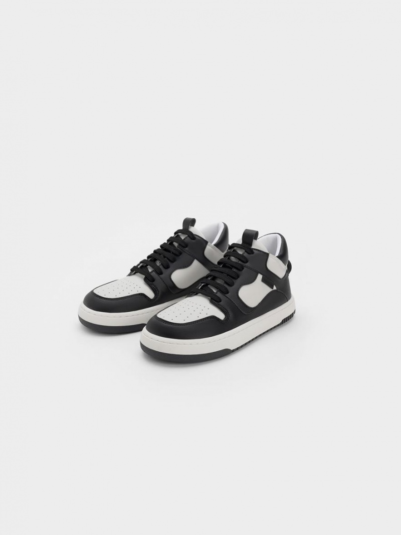 Charles And Keith Two-Tone Platform High-Top Sneakers Black | PHILIPPINES C742