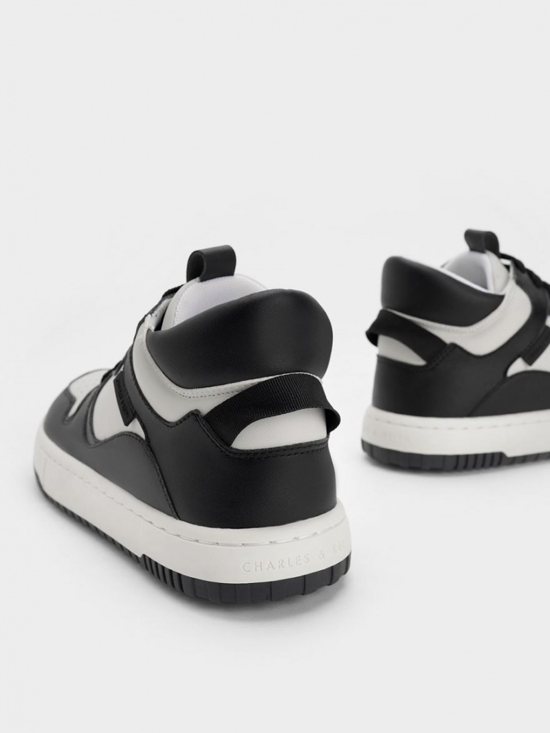 Charles And Keith Two-Tone Platform High-Top Sneakers Black | PHILIPPINES C742