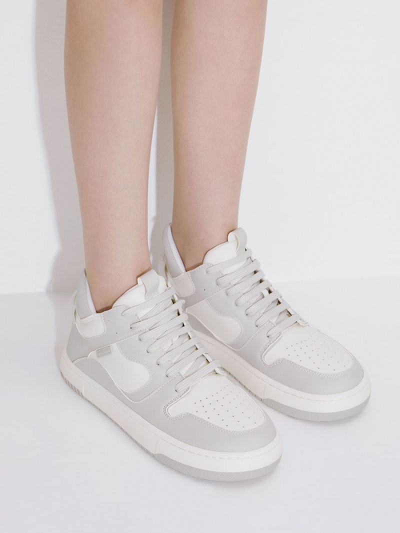 Charles And Keith Two-Tone Platform High-Top Sneakers Light Grey | PHILIPPINES P604