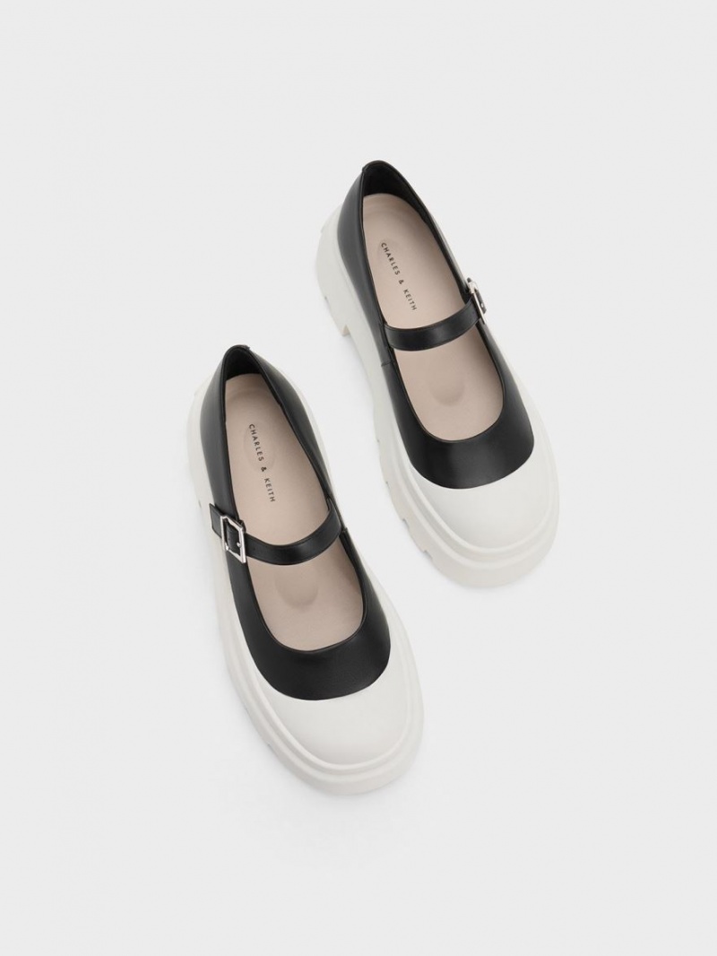 Charles And Keith Two-Tone Platform Mary Jane Shoes Black | PHILIPPINES J591