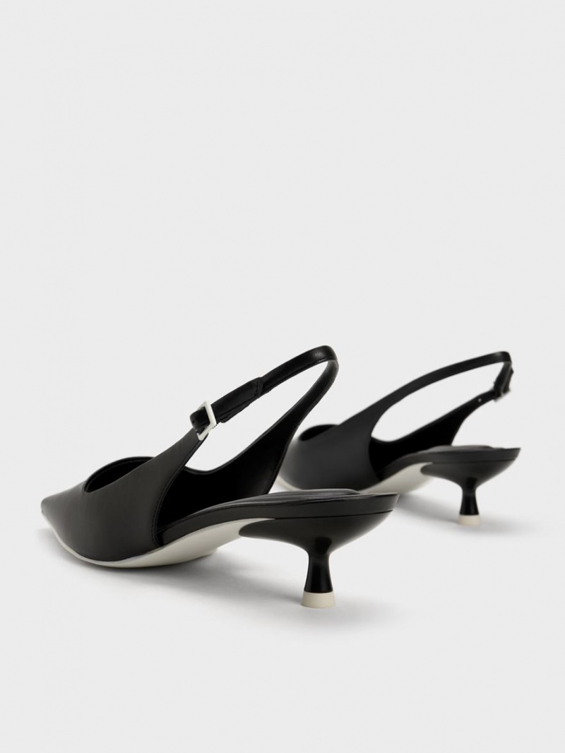 Charles And Keith Vita Square-Toe Slingback Pumps Black | PHILIPPINES J795