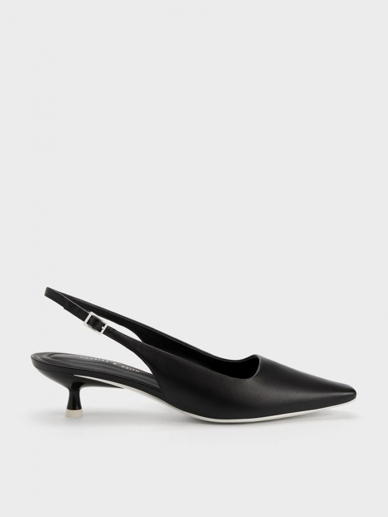 Charles And Keith Vita Square-Toe Slingback Pumps Black | PHILIPPINES J795