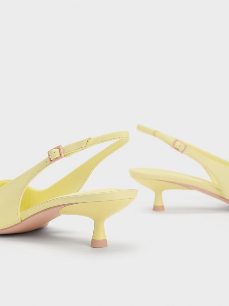 Charles And Keith Vita Square-Toe Slingback Pumps Yellow | PHILIPPINES Q857