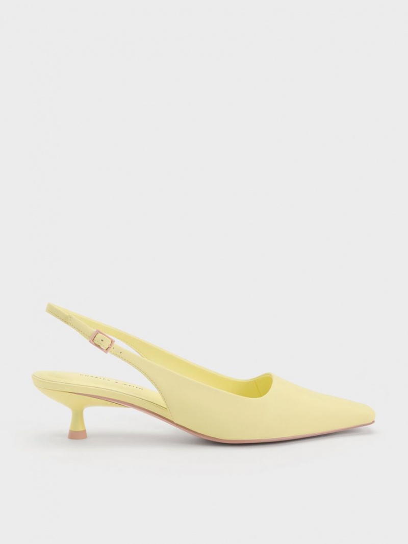 Charles And Keith Vita Square-Toe Slingback Pumps Yellow | PHILIPPINES Q857