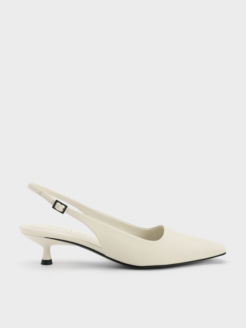 Charles And Keith Vita Square-Toe Slingback Pumps White | PHILIPPINES V725