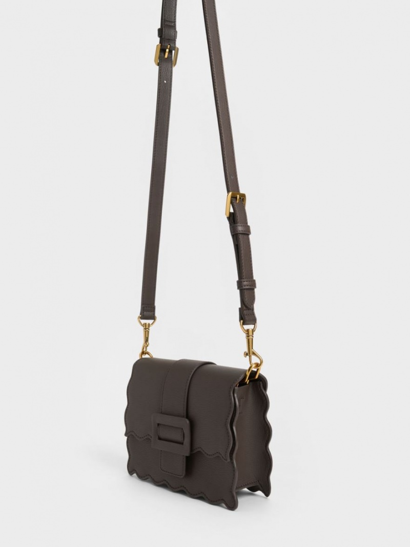 Charles And Keith Waverly Scallop-Trim Tote Bags Black | PHILIPPINES Z934