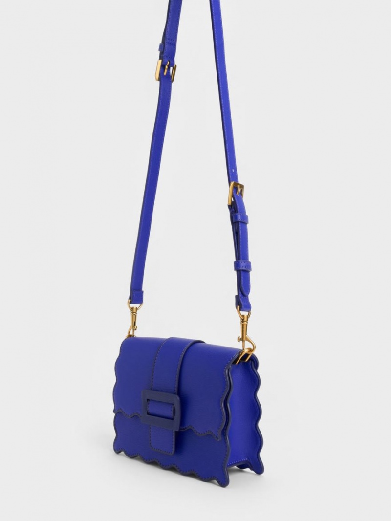 Charles And Keith Waverly Scallop-Trim Tote Bags Blue | PHILIPPINES J362