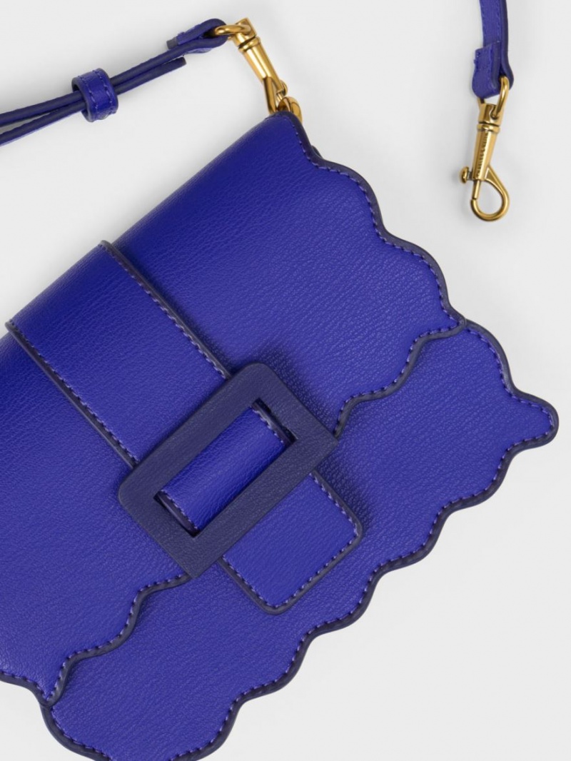 Charles And Keith Waverly Scallop-Trim Tote Bags Blue | PHILIPPINES J362