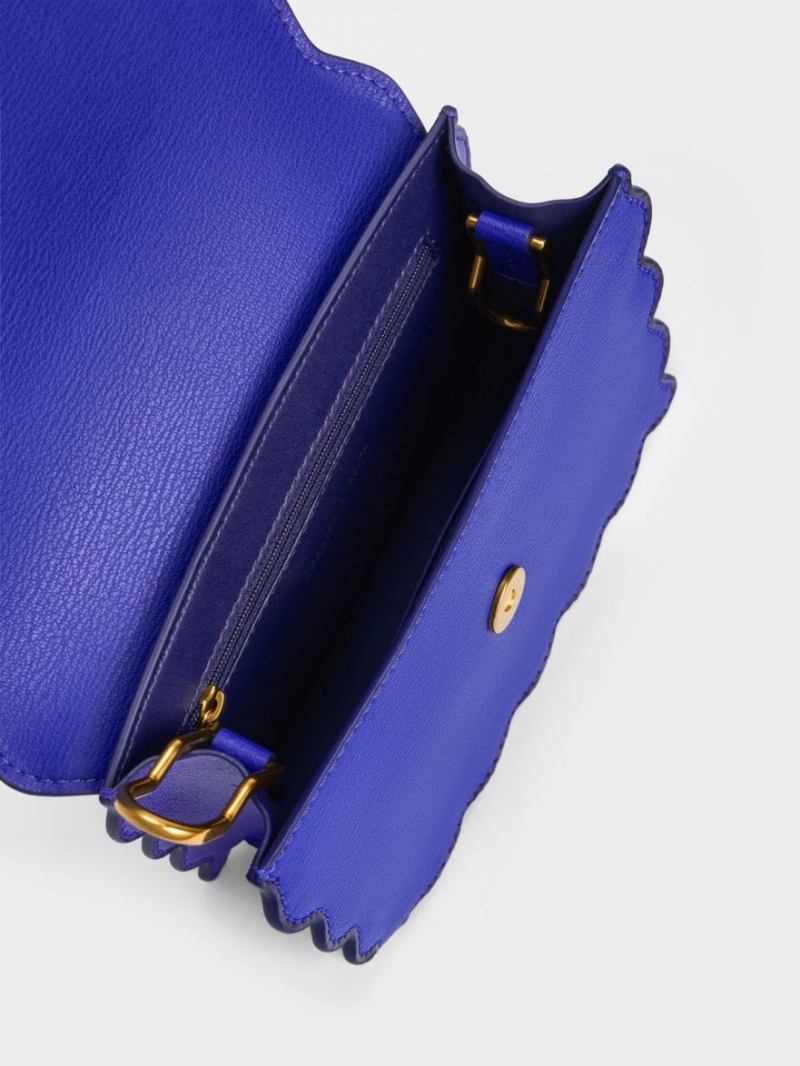 Charles And Keith Waverly Scallop-Trim Tote Bags Blue | PHILIPPINES J362