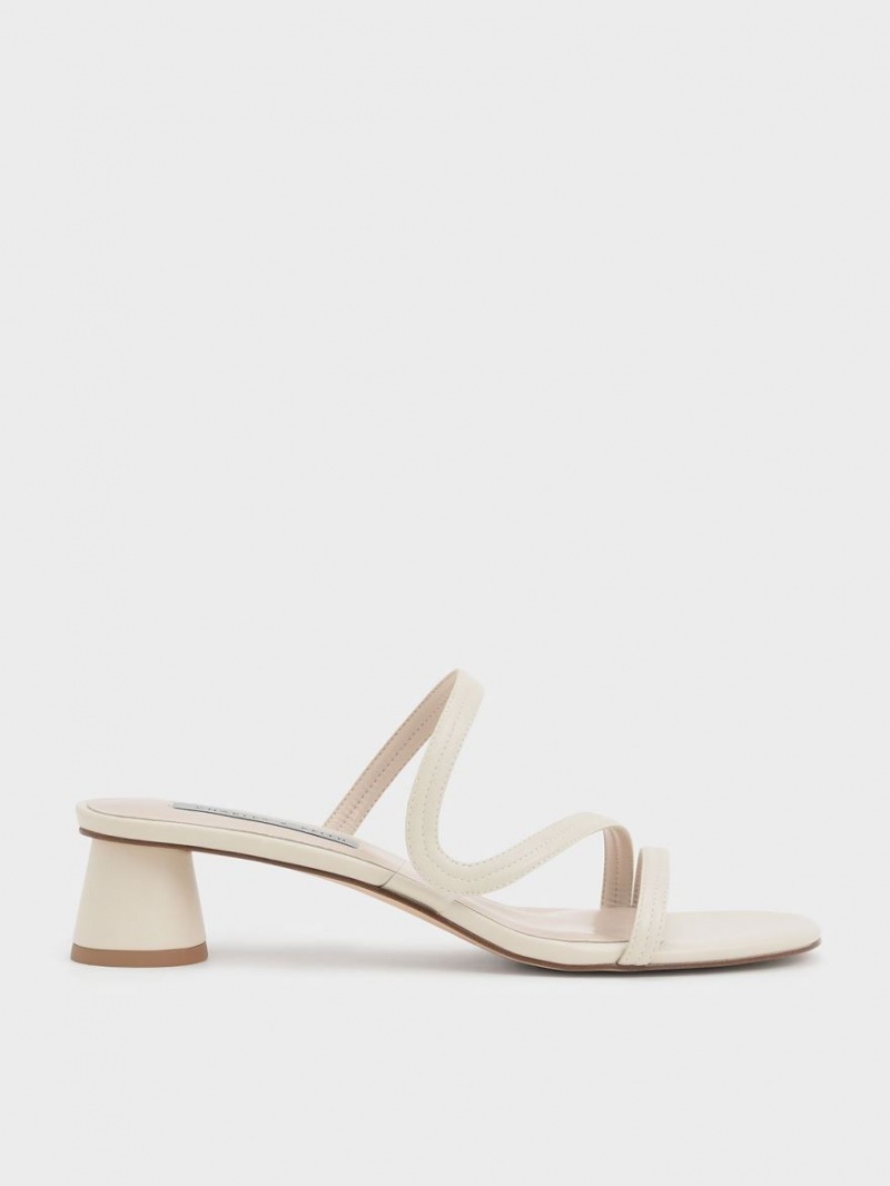 Charles And Keith Wavy Strap Mules White | PHILIPPINES G670