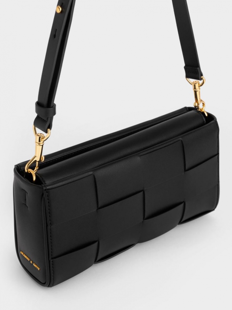 Charles And Keith Woven Chain Handbag Black | PHILIPPINES M702