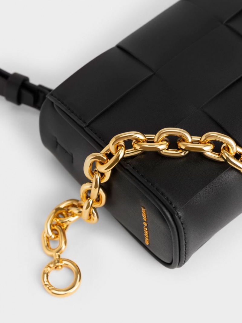 Charles And Keith Woven Chain Handbag Black | PHILIPPINES M702