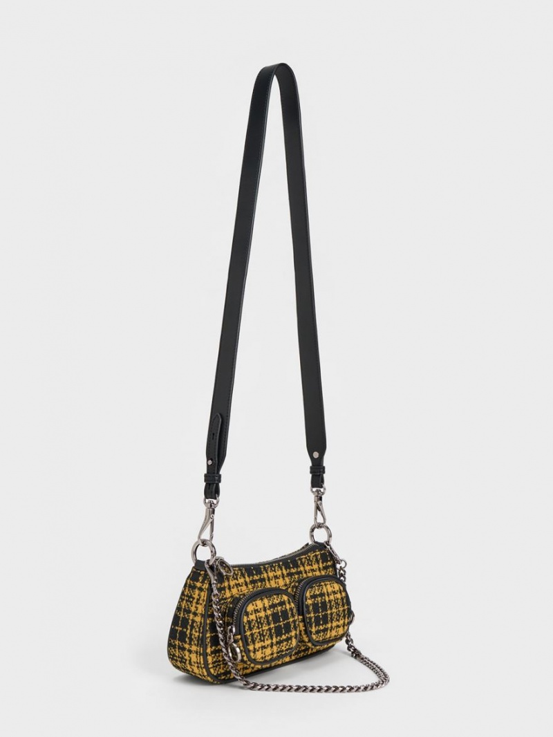 Charles And Keith Woven Check-Print Shoulder Bags Multicolor | PHILIPPINES Y943