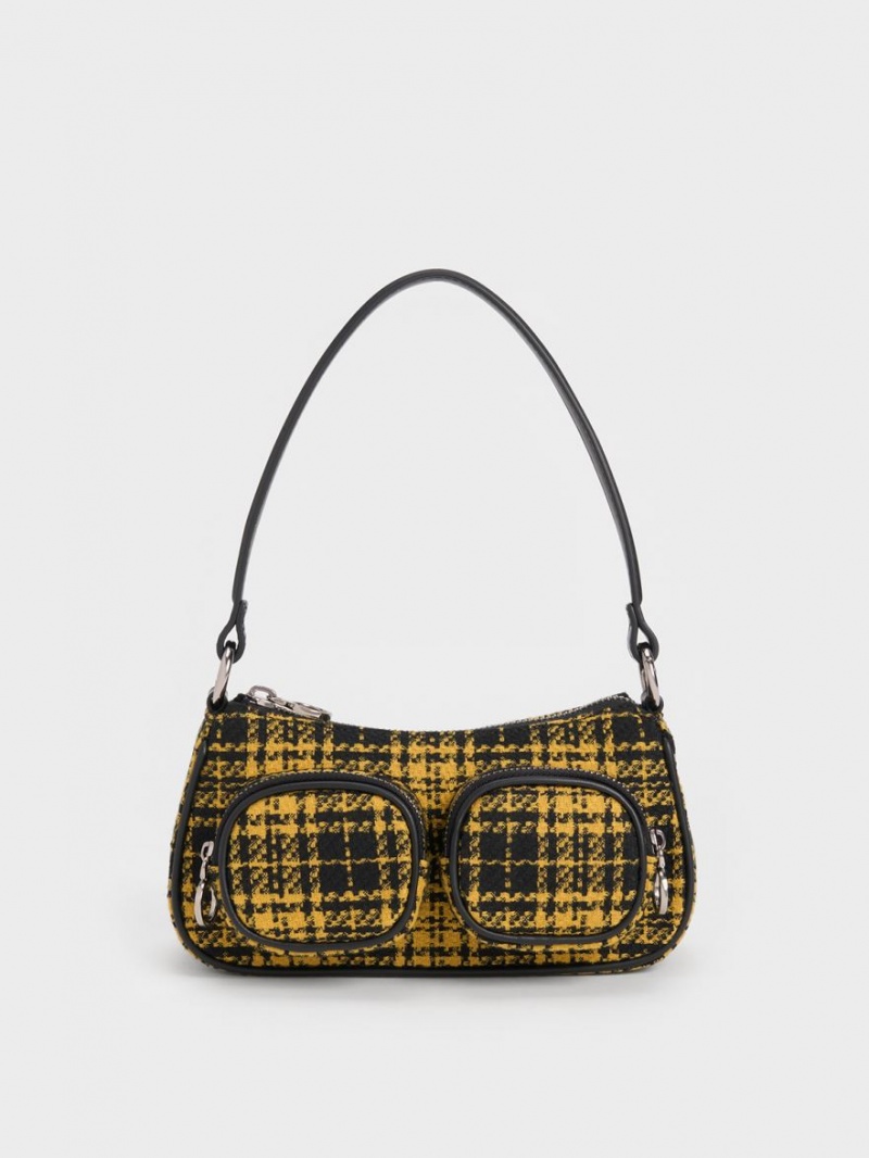 Charles And Keith Woven Check-Print Shoulder Bags Multicolor | PHILIPPINES Y943