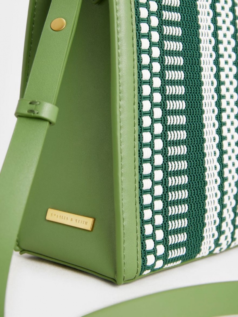 Charles And Keith Woven Double Handle Tote Bags Light Green | PHILIPPINES Z925