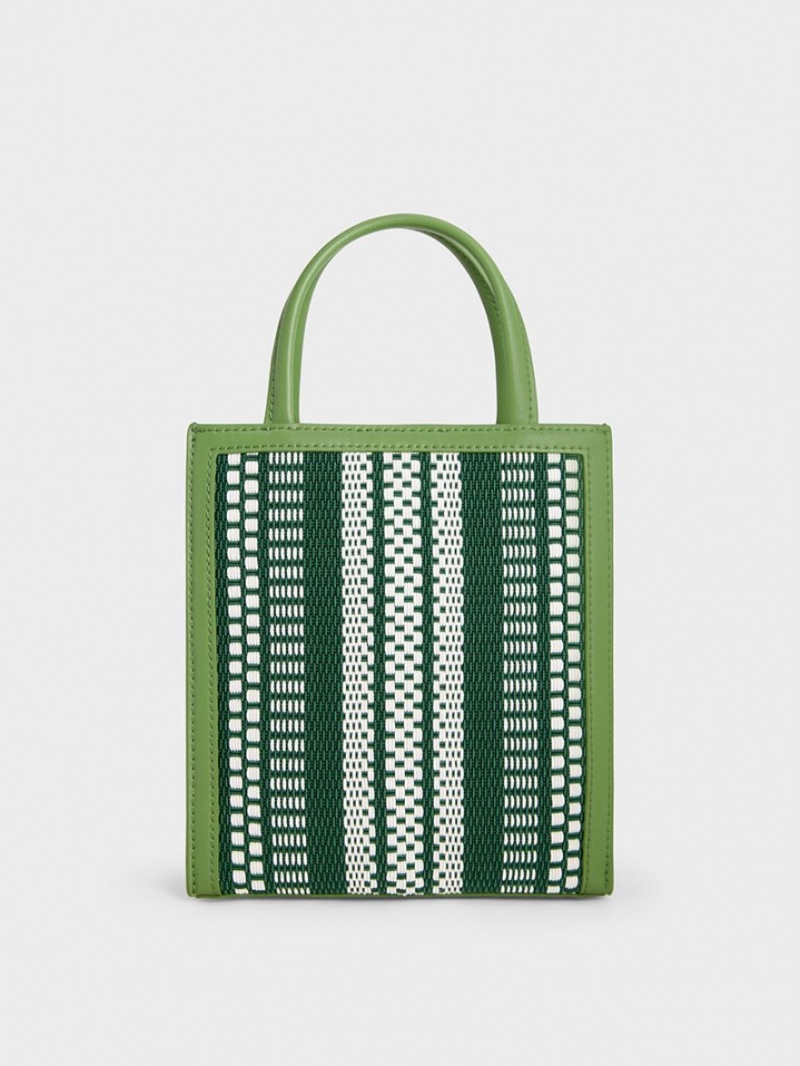 Charles And Keith Woven Double Handle Tote Bags Light Green | PHILIPPINES Z925