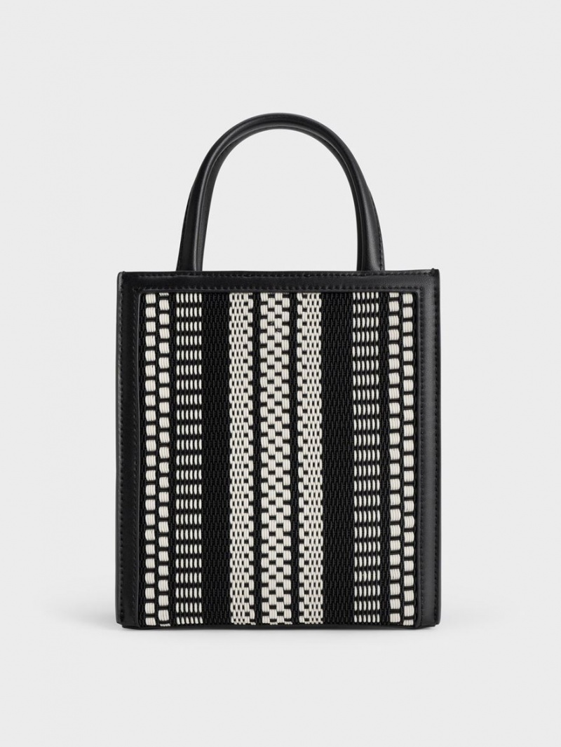 Charles And Keith Woven Double Handle Tote Bags Black | PHILIPPINES S408