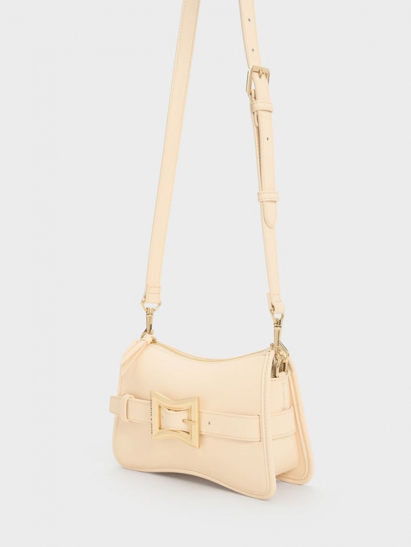 Charles And Keith Xanthe Chunky Chain Shoulder Bags Beige | PHILIPPINES O316