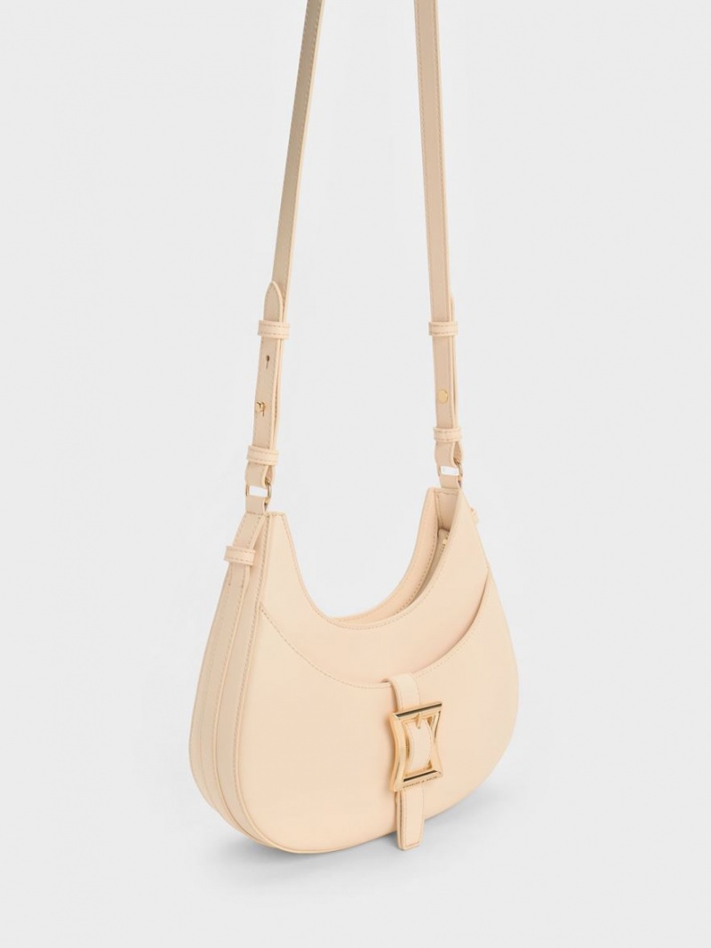 Charles And Keith Xanthe Hobo Bag Beige | PHILIPPINES M982