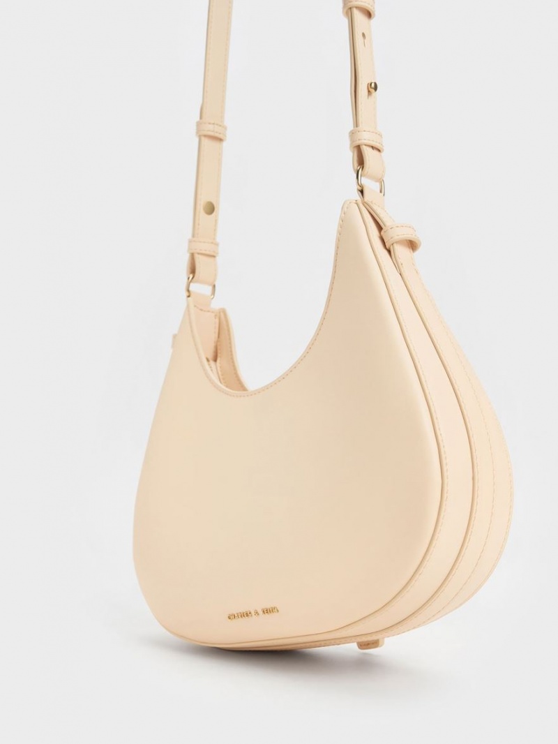 Charles And Keith Xanthe Hobo Bag Beige | PHILIPPINES M982