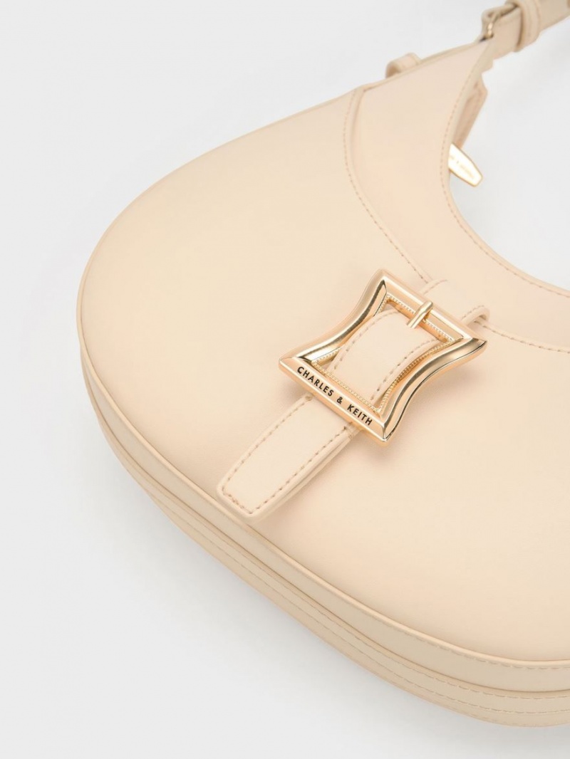 Charles And Keith Xanthe Hobo Bag Beige | PHILIPPINES M982