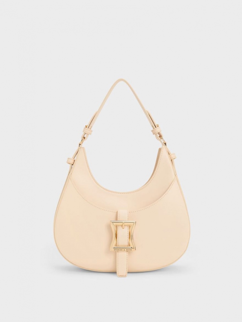 Charles And Keith Xanthe Hobo Bag Beige | PHILIPPINES M982