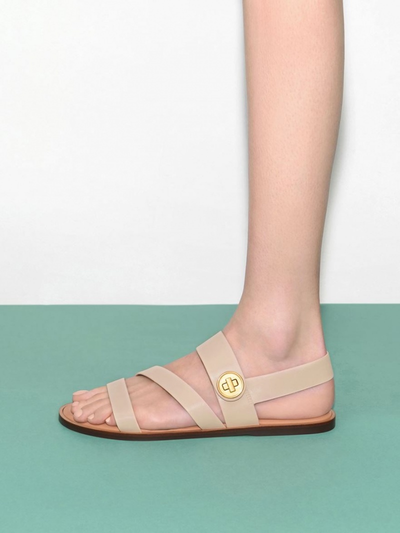 Charles And Keith Yara Asymmetric Strap Sandals Beige | PHILIPPINES F681