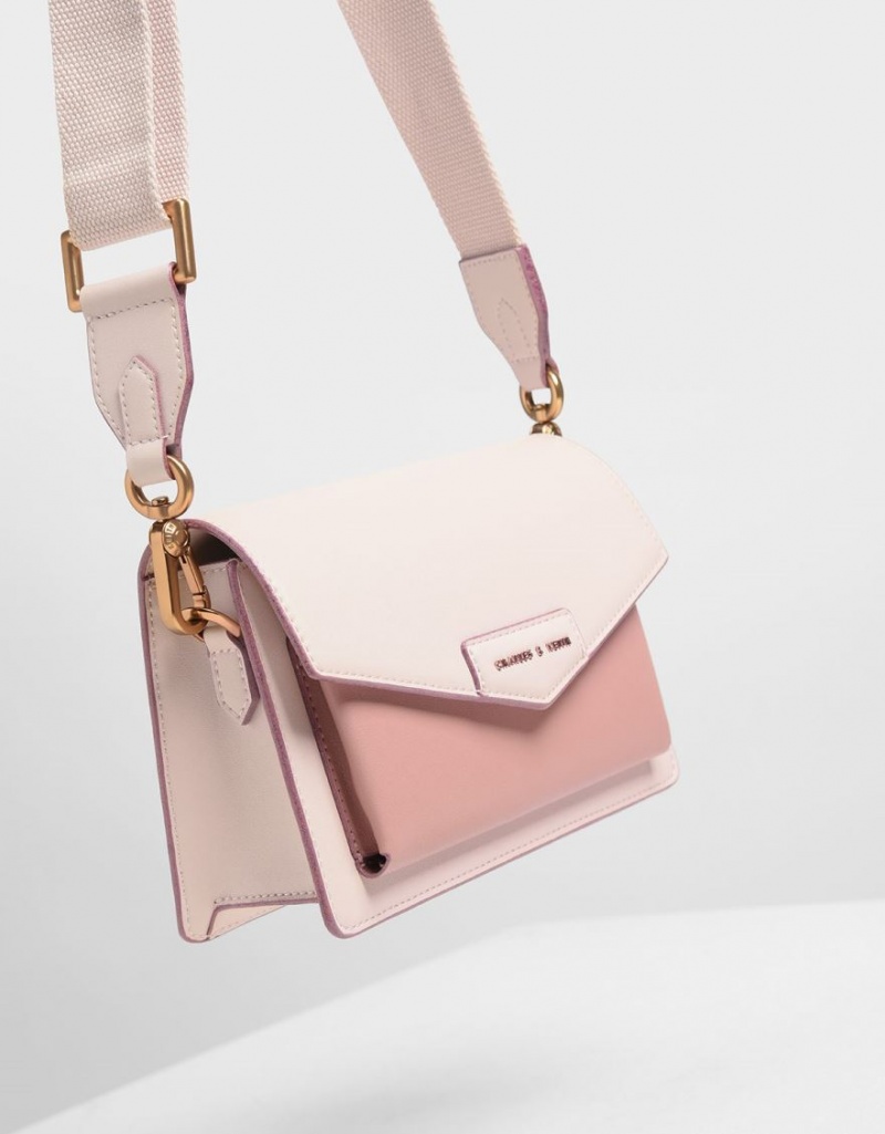 Charles And Keith Zaina Envelope Crossbody Bags Light Pink | PHILIPPINES X812