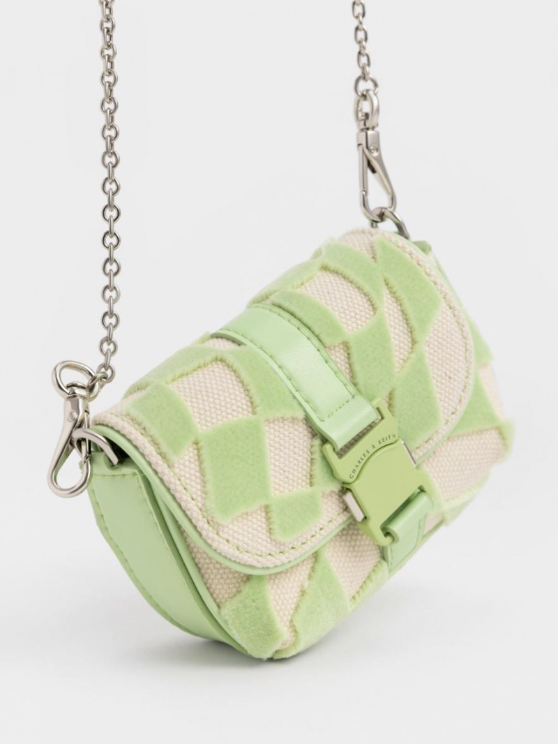 Charles And Keith Zetta Belt Buckle Checkered Mini Bag Green | PHILIPPINES X398